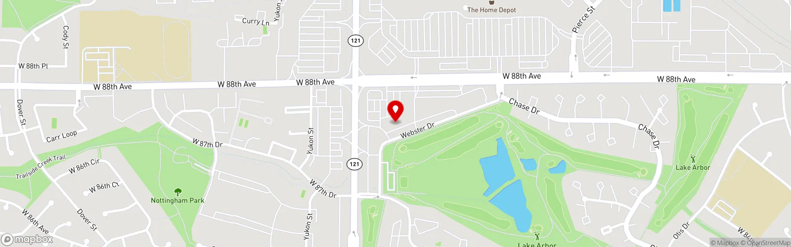 Street map pinning Renegade Burrito in Arvada